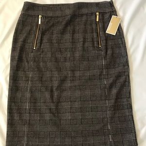 Dark chocolate twill brown MK midi skirt.